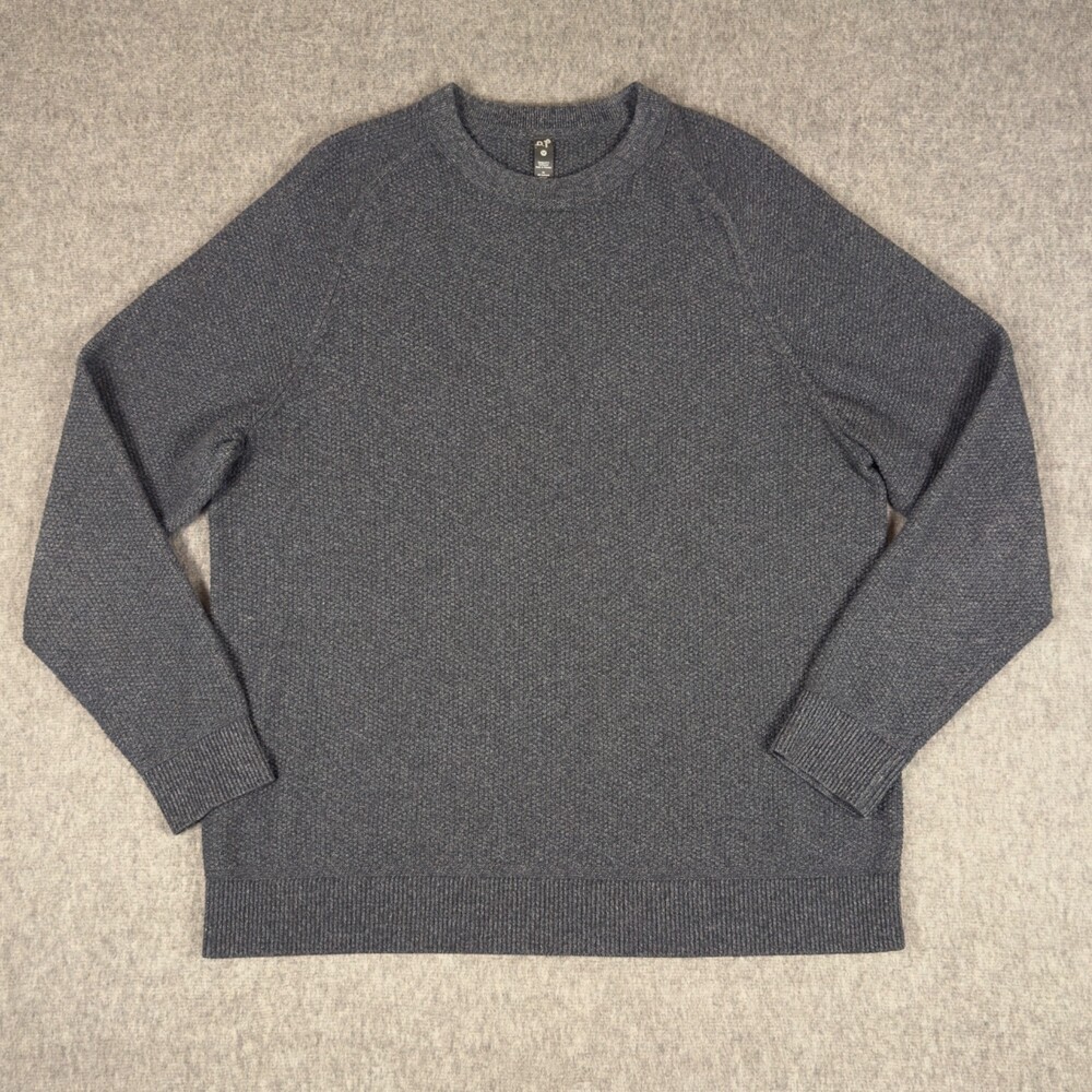 Lululemon Textured Knit Crewneck Sweater Mens Large Gray Coolmax Organic Cotton